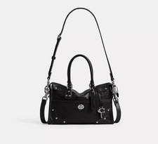 Coach Rider Satchel 24 Leather Crossbody Shoulder Handbag Purse Black W/ Box New picture