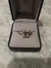 9mm Asscher Cut Moissanite Ring in Yellow Gold over Sterling Silver Sz 7 4.10ctw picture