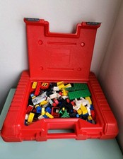 Vintage 1985 LEGO Red Carry Hard Case Bulk Lot 6.6lbs FULL Castle Horse Wheels picture