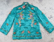 NEW Golden Bee Vntg Chinese Silk Embroidered Pagoda Kimono Jacket Small picture