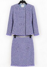 *NEW* St. John Tweed Skirt Suit size 0/2 Light Violet Blue Lagoon picture