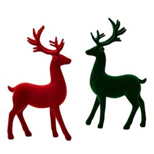 Flocked Resin Reindeer Figurine Deer Statue Christmas Desk Home Decor Ornament picture