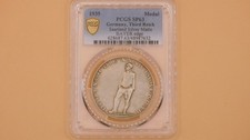 1935 Germany Third Reich Silver Medal Saarland Bayer Edge PCGS SP63 picture