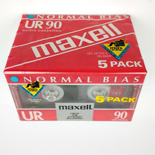 Maxell UR 90 Audio Cassette Tapes 5 Pack Sealed NEW Normal Bias Type I Vintage picture
