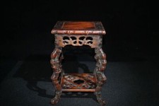 Chinese Rosewood Wooden Statue Exquisite Antique Decor Hand Carved Wood Ornament picture