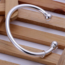 Open Cuff Bangle Solid 925 Sterling Silver Heavy Mens Bangles Bracelets All Size picture