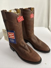 Vintage Tony Lama Roper Cowboy Boots Women's 6 B Brown Leather Western Boots NEW picture