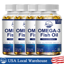 3x Strength EPA & DHA Omega 3 Fish Oil 3600mg, Highest Potency, 4 × 120 Softgels picture