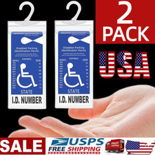 2x Handicap Parking Permit Placard Protector Cover Hanger Car Holder Hang Sleeve picture