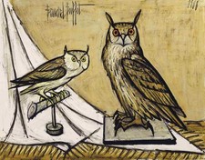 Bernard Buffet - Great Horned Owl and Little Owl Print 1988 picture