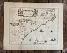 VIRGINIA FLORIDA 1640 WILLEM BLAEU LARGE ANTIQUE MAP LATIN EDITION 17TH CENTURY picture