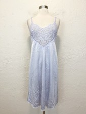 Vintage Slip Dress Chemise Pastel Periwinkle Blue Satin Fairy Coquette Small S picture