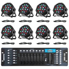LED Stage Lights DMX 8 pcs 18x3W RGB Par Can Lights Package with DMX Controller picture