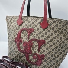 GHERARDINI GG Logo 2Way Tote Shoulder Bag PVC Leather Brown Red picture