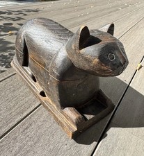 Chinese antique Wooden cat jewelry box or object holder, 1920s   picture