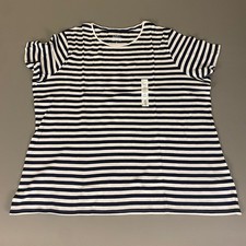 Croft & Barrow Classic Tee Striped Crewneck Top 3X Blue White Short Sleeve NWT picture