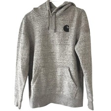 Carhartt Womens Grey Heather Relaxed Fit Sleeve Logo Hoodie Sweatshirt M 8/10 picture
