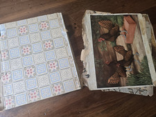 Vintage 1930s Wallpaper Sample Book Repurposed Farm Chicken scrapbook santa art picture