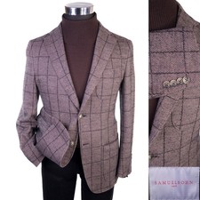 Samuelsohn Blazer Sport Coat Sz 40R Knit Wool/Cotton Blend Check 2-Button Jacket picture