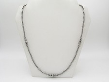 Navajo Sterling Silver 4mm-8mm Bead Necklace 30” Adjustable picture