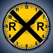 Railroad Crossing Wall Clock, LED Lighted picture