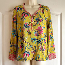 Sundance Thermal Top M Petite Floral Waffle Knit V-Neck Button Long Sleeve Fall picture
