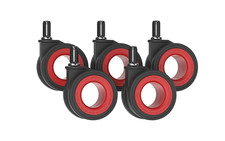 Office Chair Wheels 5-Pack Hubless 1000Lb Hardwood Casters Red Okina Mu picture