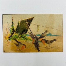 1880s Victorian Trade Card O. Rightmire Cumminsville OH Robins Bird Trap AH9-M6 picture