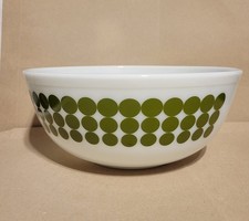 Vintage 1900's USA Pyrex #404 4 Qt Green Polka Dot Nesting Mixing Bowl NOSTALGIA picture