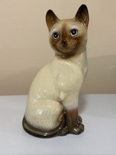 Vintage Ceramic Siamese Cat Figurine Brown & Cream picture