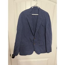 J.Crew Blazer Mens 42R Ludlow Classic Cotton Linen Blend Navy Blue EUC picture