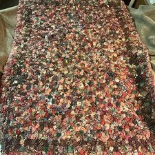 Antique Moroccan BouCHEROUiTe Handmade Rag Rug Folk Art Medium Size Piece picture