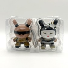 Kidrobot x Huck Gee: Gold Life Kitsune & Kabuki Dunny 3in 2pk *Black Version picture