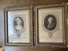 Pair 1793 Louis XVI & Marie Antoinette Stipple Engravings John Curtis Framed Set picture