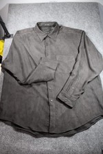 Van Heusen Shirt Men's XL 17-17.5 Black Soft Suede Long Sleeve Button Up Casual picture