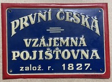 Vintage Czech Sign, Prvni Ceska, VZAJEMNA POJISTOVNA, original, 1827 picture