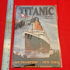 Titanic White Star Line Southampton NewYork Sign Metal Tin Vintage Decor. New picture