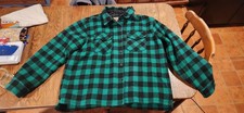 LL Bean Maine Guide Shirt Green Buffalo Plaid Wool Shell Primaloft insulated picture