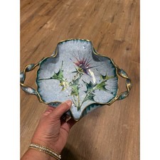 Vintage Italian Majolica Thistle Saca Sesto Fiorentino Dish Italy 5657 picture