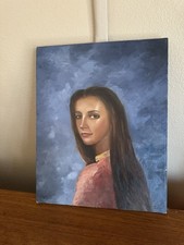 Young Woman Original Signed Acrylic Painting  Contemporary Figurative Blue picture