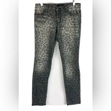 JESSICA SIMPSON Leopard Denim Jeans, Dark Blue, Gray, & Black, Size: 28, EUC PM5 picture