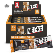 MET-Rx Big 100 Vanilla Caramel Churro Protein Meal Replacement Bars 9 Count picture