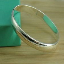 Womens 925 Sterling Silver Smooth Open Bangle Fashion Bracelet  picture