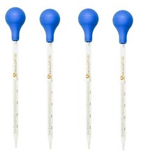 4Pk 5ml Glass Graduated Dropper Pipettes Lab Dropper with Blue Rubber Cap&Scale picture