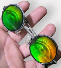 Holographic WIDE HUMAN EYES Sunglasses Glasses Vintage 1990’s Halloween Costume picture