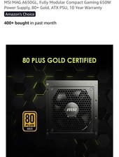 (Factory Refurbished) MSI MAG A850GL PCIE 5.0 80 GOLD Fully Modular Gaming PSU picture