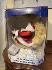 RARE Vtg 2001 Santa’s Best “Classic Santa” Santa On Moon - Belly Moves - Works  picture