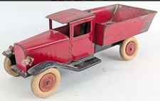 Vintage 1930s Wyandotte Toys Pressed Steel Dump Truck Red Black picture