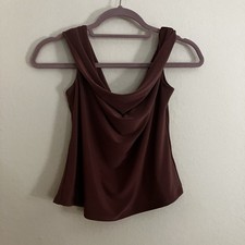 Wilfred Aritzia Womens Top Large Dusty Rose Cowl Neck Sleeveless Cropped Stretch picture