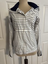 Lululemon Run In the Rain Jacket Quiet Stripe Navy Womens Sz 4  hood zip EUC picture